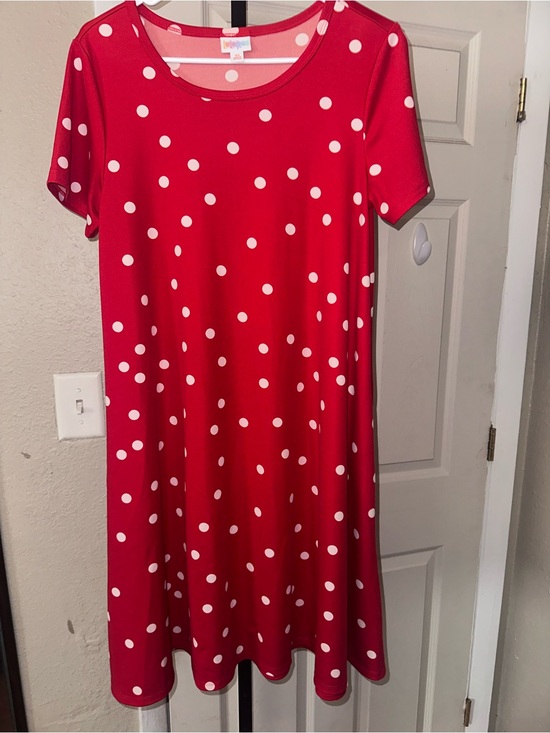 LuLaRoe Dresses & Skirts - LuLaRoe Red Midi Dress with White Polka Dots